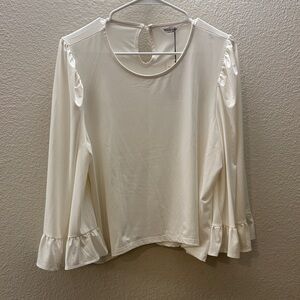 Elegant Cream Ruffle Sleeve Blouse